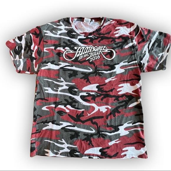 ⭐️ Vintage 2016 Jamboree in the Hills Red Camouflage Country Concert Tee LARGE - Picture 1 of 14